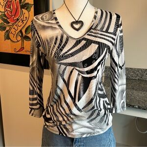 Vintage Cyber Goth Grunge Peter Nygard 3/4 Sleeve Small Top